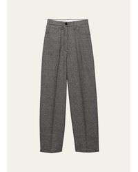 Prada - Mid-Rise Prince Of Wales Wool Straight-Leg Pants - Lyst