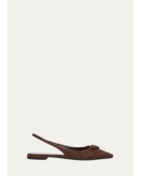 Prada - Suede Slingback Flats - Lyst