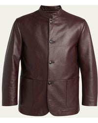 Kiton - Stand-Collar Leather Jacket - Lyst