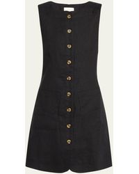 Posse - Emma Sleeveless Button-front Linen Mini Dress - Lyst
