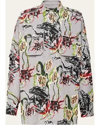 Prada - Alien Floral Poplin Sport Shirt - Lyst