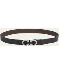 Ferragamo - Moufflon Adjustable & Reversible Double-Gancini Buckle Leather Belt - Lyst