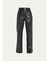 Nanushka - Vinni Mid-Rise Straight Leather Ankle Pants - Lyst