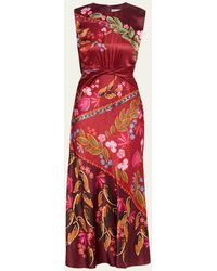 Saloni - Gwen Silk Midi Dress - Lyst