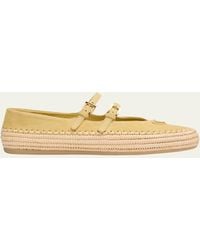 Prada - Suede Double Mary Jane Strap Espadrilles - Lyst
