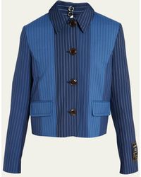 Marni - Cropped Contrast Pinstripe Shirt Jacket - Lyst