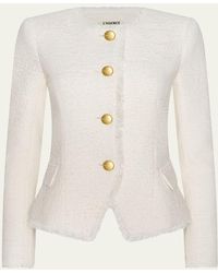 L'Agence - Nerina Collarless Tweed Blazer - Lyst