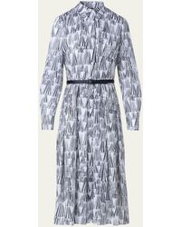 Akris - Abstract-print Belted Cotton Midi Shirtdress - Lyst
