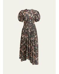 Ulla Johnson - Eden Puff-sleeve Floral-print Midi Dress - Lyst