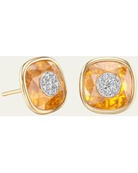 Bhansali - 18k Yellow Gold One Collection Cushion Bezel Citrine And Diamond Earrings - Lyst