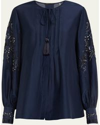 Kobi Halperin - Acacia Sequin Floral-embroidered Blouse - Lyst