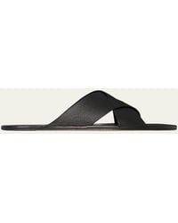 The Row - Malick Leather Crisscross Slide Sandals - Lyst