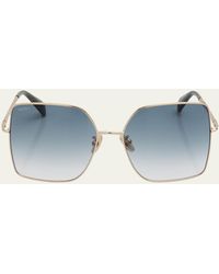 Max Mara - Engraved Logo Metal Alloy Butterfly Sunglasses - Lyst
