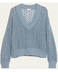 Brunello Cucinelli - Cotton Open-work Knit Sweater - Lyst