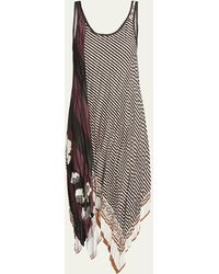 Loewe - X Paula Ibiza Multi-print Pleated Short Dress With Scarf Hem - Lyst