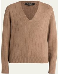 Loro Piana - Cervatto V-Neck Baby Cashmere Sweater - Lyst