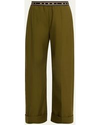 Marni - Tropical Wool Logo Band Straight-Leg Trousers - Lyst