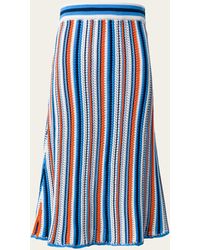 Akris Punto - Crochet Knit Chair Striped Midi Skirt - Lyst