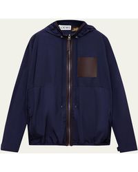 Loewe - X Paula's Ibiza Hooded Leather-Trim Anorak Jacket - Lyst