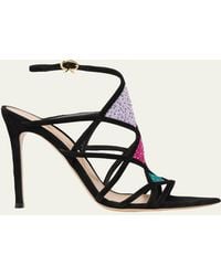 Gianvito Rossi - 105Mm Confetti Embellished Suede And Mesh Sandals - Lyst