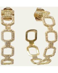 Armenta - 18k Yellow Gold Paperclip Hoop Earrings With White Diamonds - Lyst