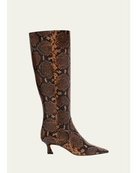 Stuart Weitzman - 50Mm Vinnie Snake-Printed Leather Knee-High Boots - Lyst