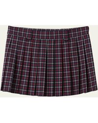 Miu Miu - Check Pleated Wool Mini Skirt - Lyst