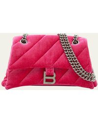 Balenciaga - Crush Small Quilted Velvet Chain Shoulder Bag - Lyst