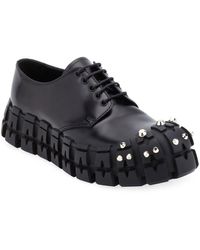 Prada Men's The Wheel Tire Lug-sole Derby Shoes - Black