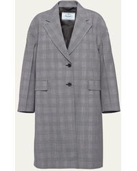 Prada - Prince De Galles Plaid Wool Coat - Lyst