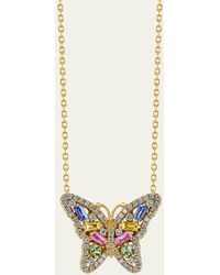 Suzanne Kalan - 18k Yellow Gold Diamond And Sapphire Butterfly Necklace - Lyst