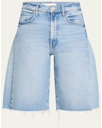 Mother - The Half-Pipe Bermuda Fray Denim Shorts - Lyst