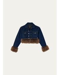 Marc Jacobs - Faux-Fur-Trim Shrunken Trucker Jacket - Lyst