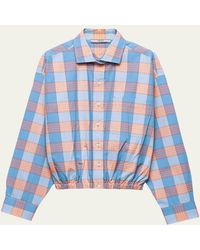Prada - Gathered Check Popeline Button-Down Shirt - Lyst