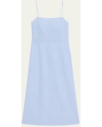 Theory - Strappy A-line Linen-blend Midi Dress - Lyst