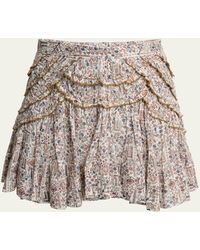 Isabel Marant - Ceola Printed Ruffle Mini Skirt - Lyst