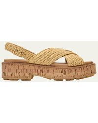 Prada - Evolve Crochet And Leather Sandals - Lyst
