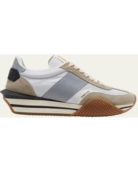Tom Ford - James Textile And Leather Low-top Sneakers - Lyst