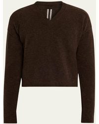Rick Owens - Wool-Blend Cropped V-Neck Sweater - Lyst