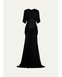 Heirlome - Micka Shirred Jersey Short-Sleeve Maxi Dress - Lyst