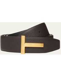 Tom Ford - Ridged T-buckle Leather Belt - Lyst