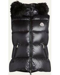 Moncler - Gallinule Puffer Vest With Faux Fur Hood - Lyst