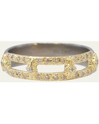 Armenta - 18k Yellow Gold And Sterling Silver Ring With White Diamonds - Lyst