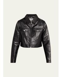RE/DONE - Leather Crop Trucker Jacket - Lyst