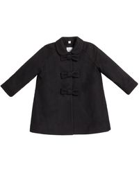 Burberry Girl's Jayda Virgin Wool Bow Swing Coat - Black