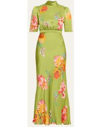 Saloni - Adele B Floral Silk Dress - Lyst