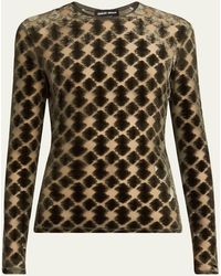 Giorgio Armani - Velvet Jersey Jacquard Long-Sleeve Top - Lyst