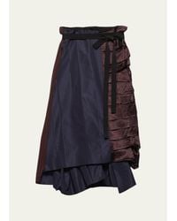 Prada - Silk Faille Patchwork Midi Wrap Skirt - Lyst