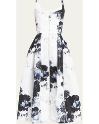 Alexander McQueen - Sculpted Bust Floral X-ray Print Midi Day Dress - Lyst