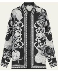 Versace - Printed Silk Button-down Shirt - Lyst